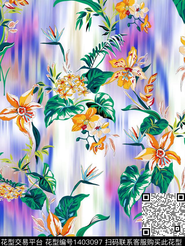 7005.jpg - 1403097 - 绿植树叶 大牌风 热带花型 - 数码印花花型 － 女装花型设计 － 瓦栏