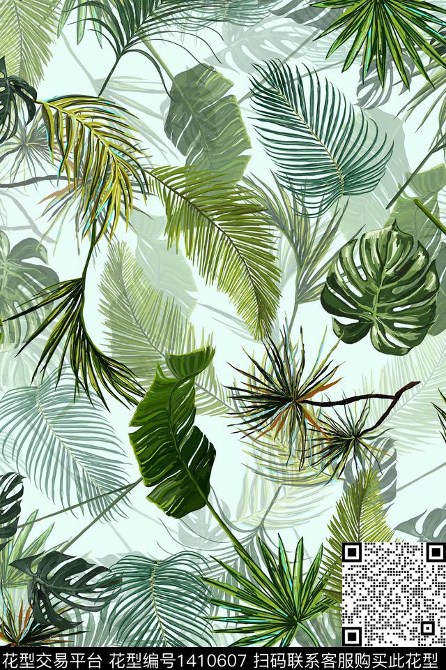 qx2051.jpg - 1410607 - 绿植树叶 数码花型 大牌风 - 数码印花花型 － 女装花型设计 － 瓦栏