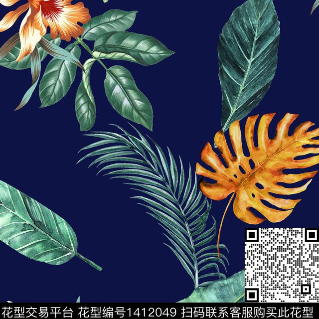 JN00135.jpg - 1412049 - 绿植树叶 水彩 花卉 - 数码印花花型 － 女装花型设计 － 瓦栏