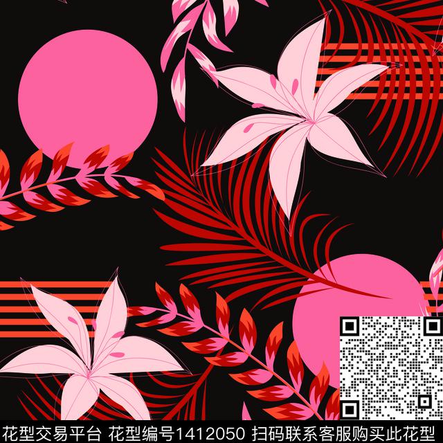 JN00159.jpg - 1412050 - 绿植树叶 水彩 花卉 - 数码印花花型 － 女装花型设计 － 瓦栏