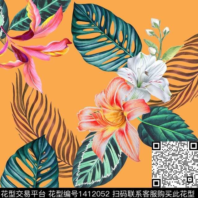 JN00115.jpg - 1412052 - 数码花型 水彩 花卉 - 数码印花花型 － 女装花型设计 － 瓦栏