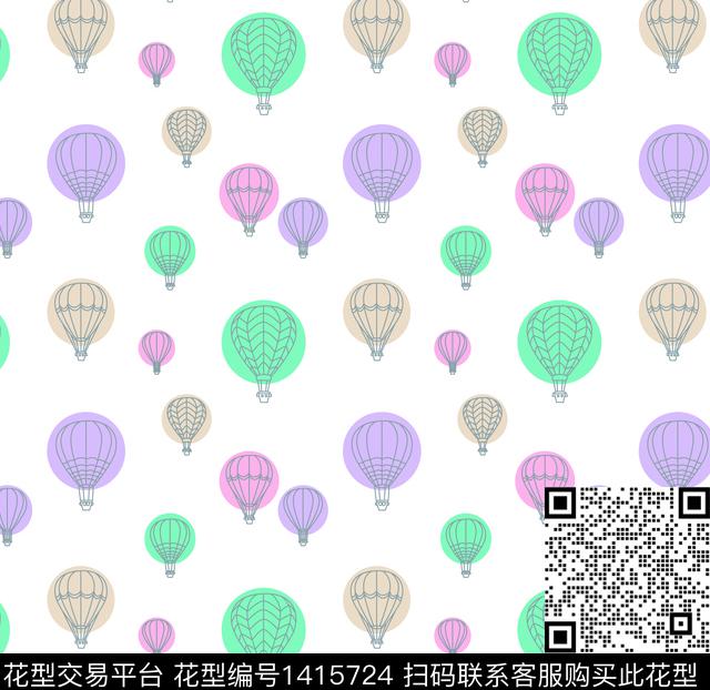 热气球.jpg - 1415724 - 简约 气球 可爱 - 传统印花花型 － 童装花型设计 － 瓦栏