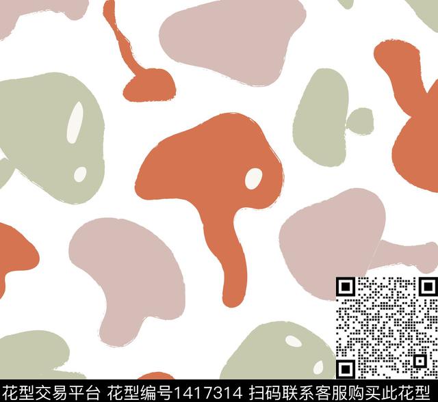 蘑菇.jpg - 1417314 - 简约 蘑菇 蔬菜 - 数码印花花型 － 童装花型设计 － 瓦栏
