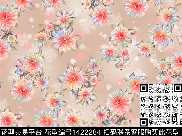 JQ-21A0021.jpg - 1422284 - 时尚 花卉 雪纺 - 传统印花花型 － 女装花型设计 － 瓦栏