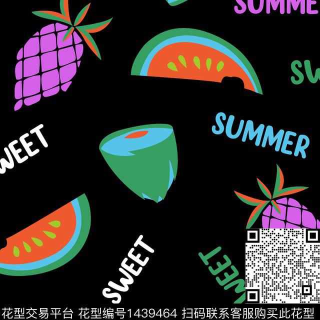 夏季水果2.jpg - 1439464 - 水果 大牌风 西瓜 - 数码印花花型 － 女装花型设计 － 瓦栏