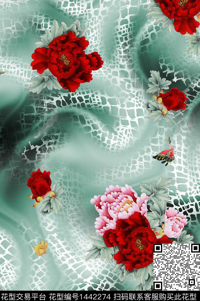 DG010735.jpg - 1442274 - 水墨风 花卉 牡丹 - 数码印花花型 － 女装花型设计 － 瓦栏