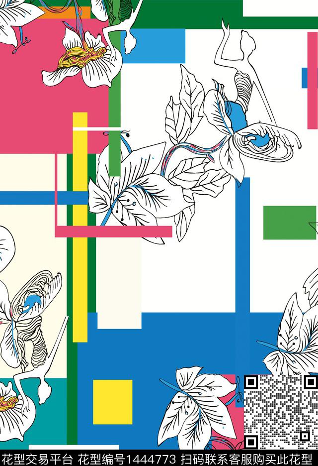 29.jpg - 1444773 - 棕榈树 热带花型 几何风 - 数码印花花型 － 女装花型设计 － 瓦栏
