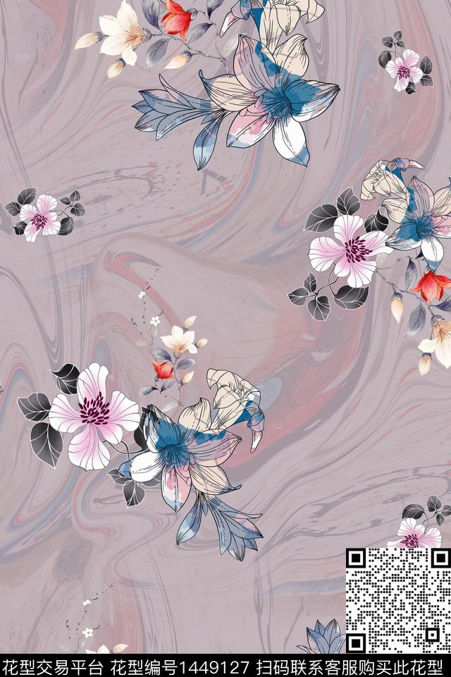 dear-20361.jpg - 1449127 - 旗袍 香云纱 中国 - 数码印花花型 － 女装花型设计 － 瓦栏