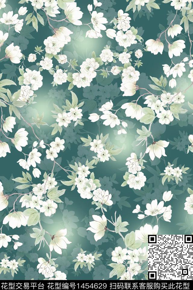 WC01410.jpg - 1454629 - 水彩 炫彩 抽象花卉 - 传统印花花型 － 女装花型设计 － 瓦栏