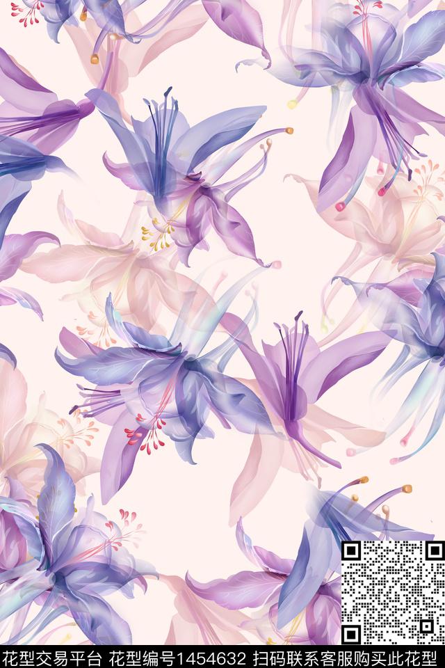 WC01413.jpg - 1454632 - 水彩 炫彩 雪纺 - 传统印花花型 － 女装花型设计 － 瓦栏