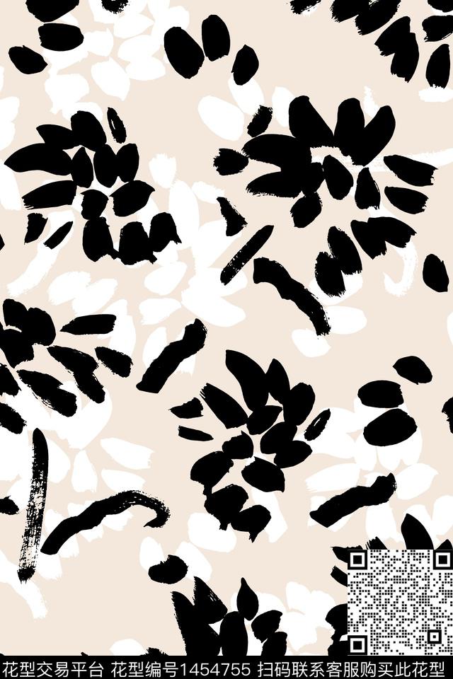 Z11558.jpg - 1454755 - 黑白花型 几何 大牌风 - 数码印花花型 － 女装花型设计 － 瓦栏