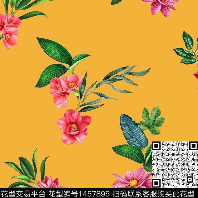 JN00187.jpg - 1457895 - 绿植树叶 数码花型 花卉 - 数码印花花型 － 女装花型设计 － 瓦栏