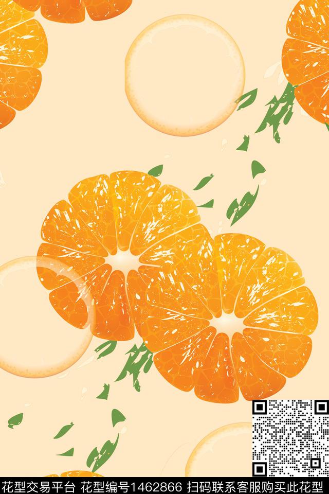 橙心橙意.jpg - 1462866 - 柠檬 水果 橙子 - 数码印花花型 － 女装花型设计 － 瓦栏