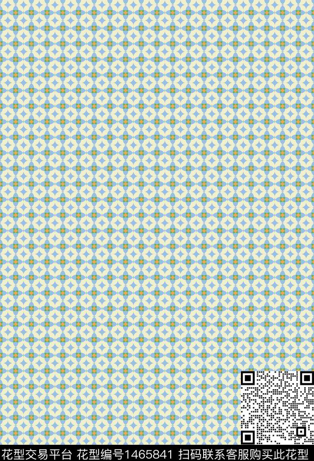 蝶豆 psd.jpg - 1465841 - 几何 复古 传统花型 - 数码印花花型 － 其他花型设计 － 瓦栏