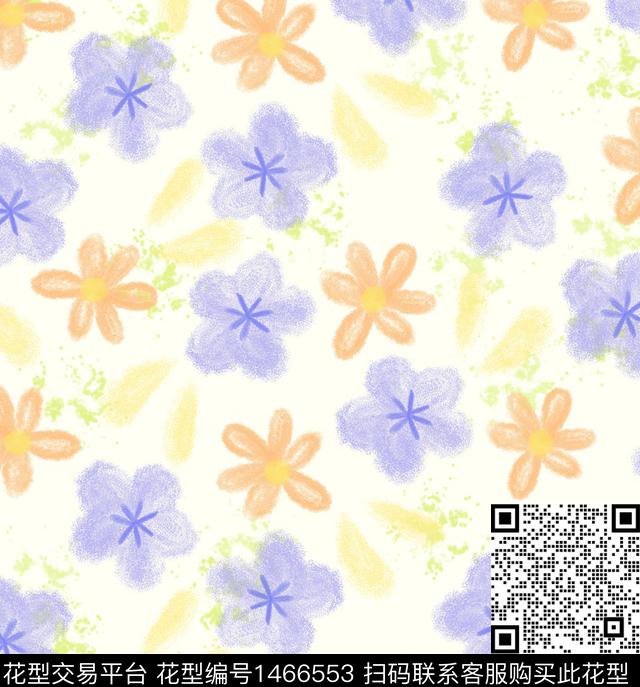 花1p.jpg - 1466553 - 数码花型 花卉 小碎花 - 数码印花花型 － 泳装花型设计 － 瓦栏