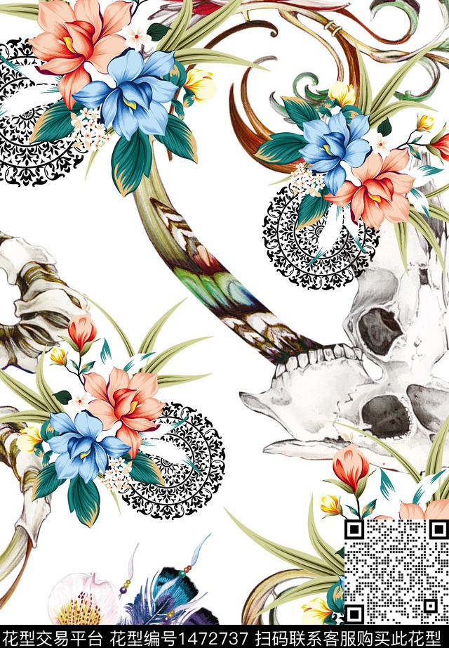 复古大牌牡丹玫瑰花卉.jpg - 1472737 - 插画 民族花卉 玫瑰花 - 数码印花花型 － 女装花型设计 － 瓦栏