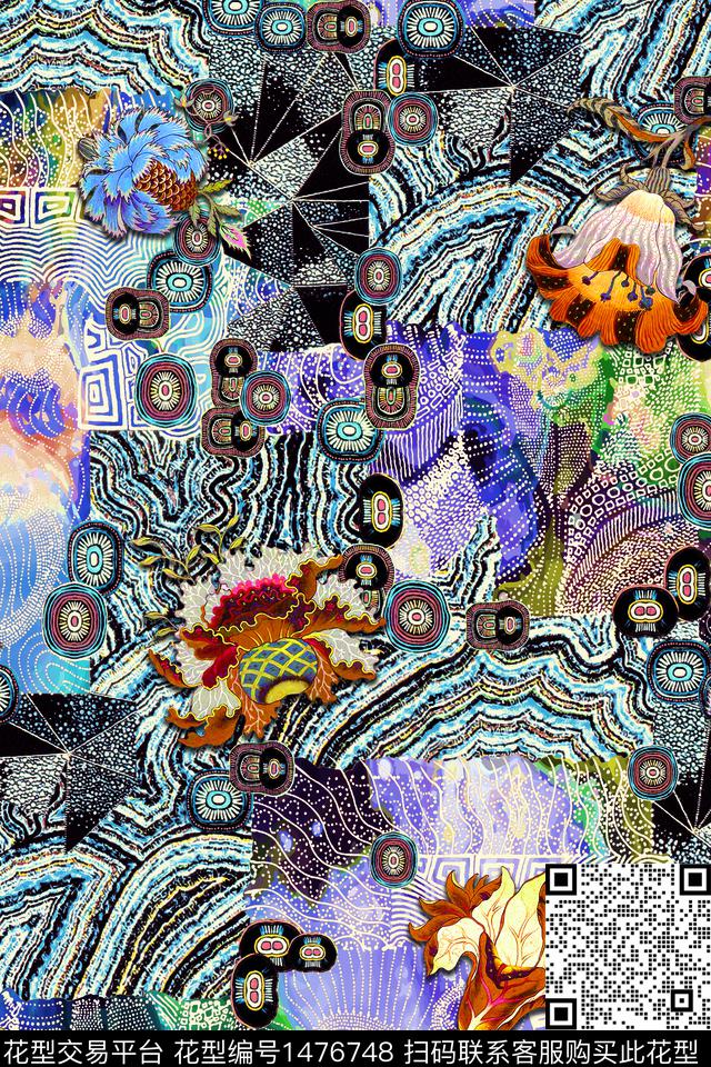 j - 9.jpg - 1476748 - 定位花 抽象花卉 数码定位花 - 数码印花花型 － 女装花型设计 － 瓦栏