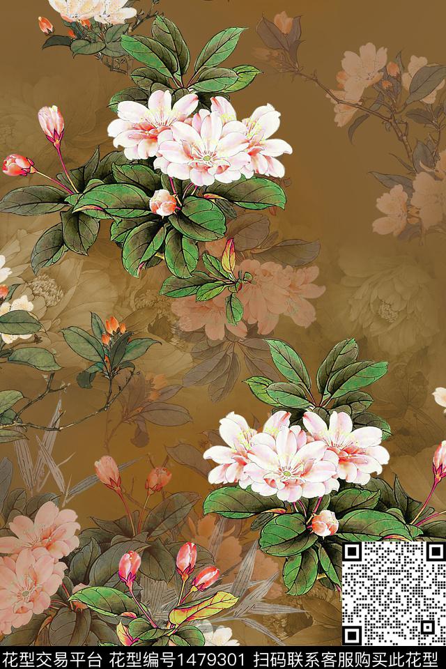 Orst_lu1899A-1.jpg - 1479301 - 花卉 香云纱 真丝 - 数码印花花型 － 女装花型设计 － 瓦栏