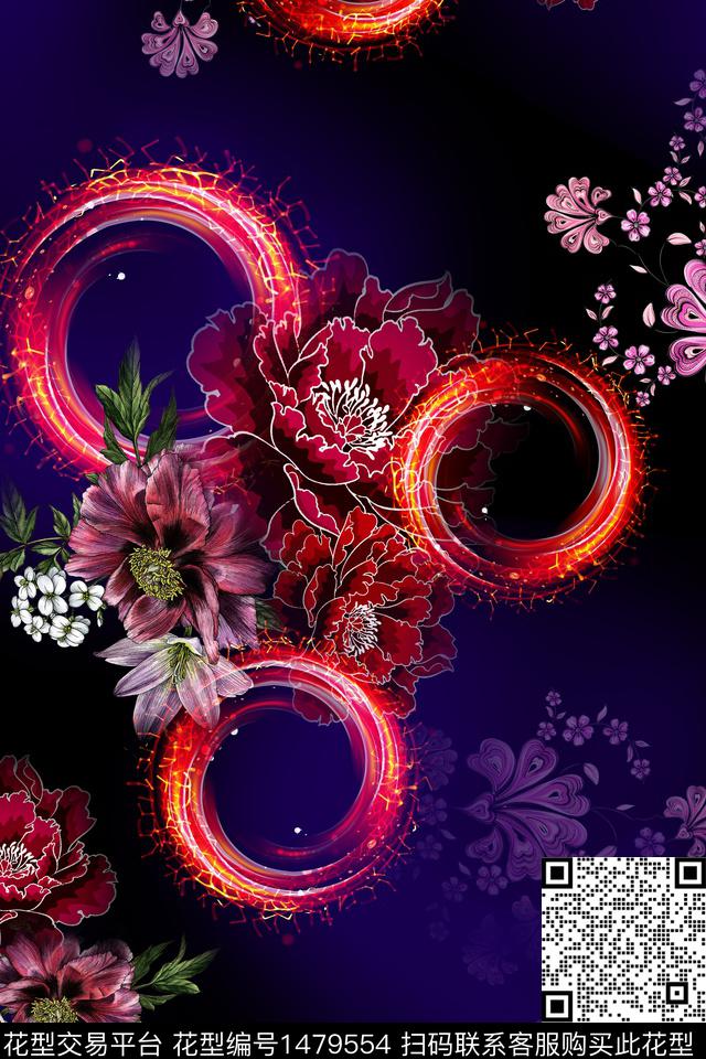 Orst_xx2254L.jpg - 1479554 - 花卉 香云纱 中国 - 数码印花花型 － 女装花型设计 － 瓦栏