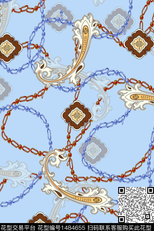 WC02382.jpg - 1484655 - 传统纹样 链条 大牌风 - 数码印花花型 － 女装花型设计 － 瓦栏