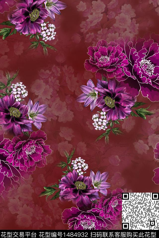 Orst_gmd0668L.jpg - 1484932 - 花卉 大花 中老年 - 数码印花花型 － 女装花型设计 － 瓦栏