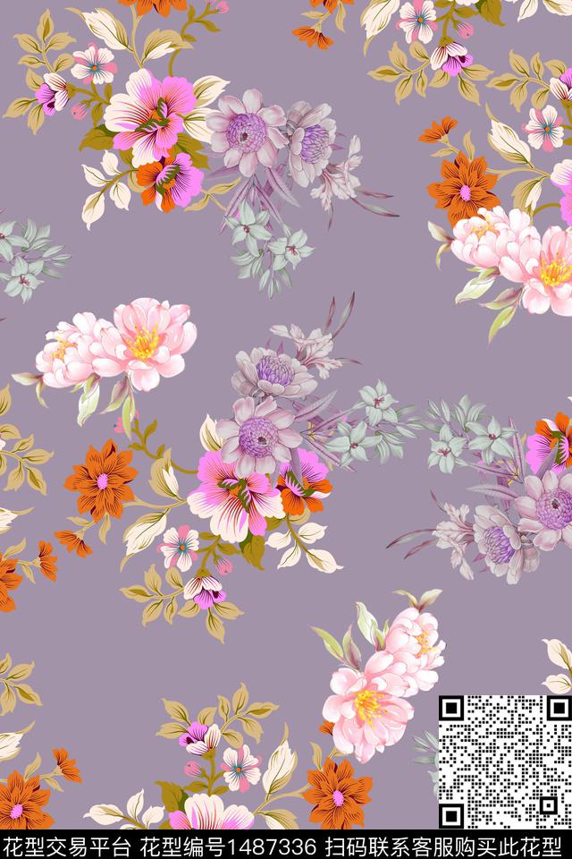 328ddd.jpg - 1487336 - 复古 花卉 古典花纹 - 传统印花花型 － 女装花型设计 － 瓦栏