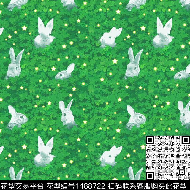rabbit001fix.jpg - 1488722 - 田园 绿植树叶 动物 - 数码印花花型 － 女装花型设计 － 瓦栏
