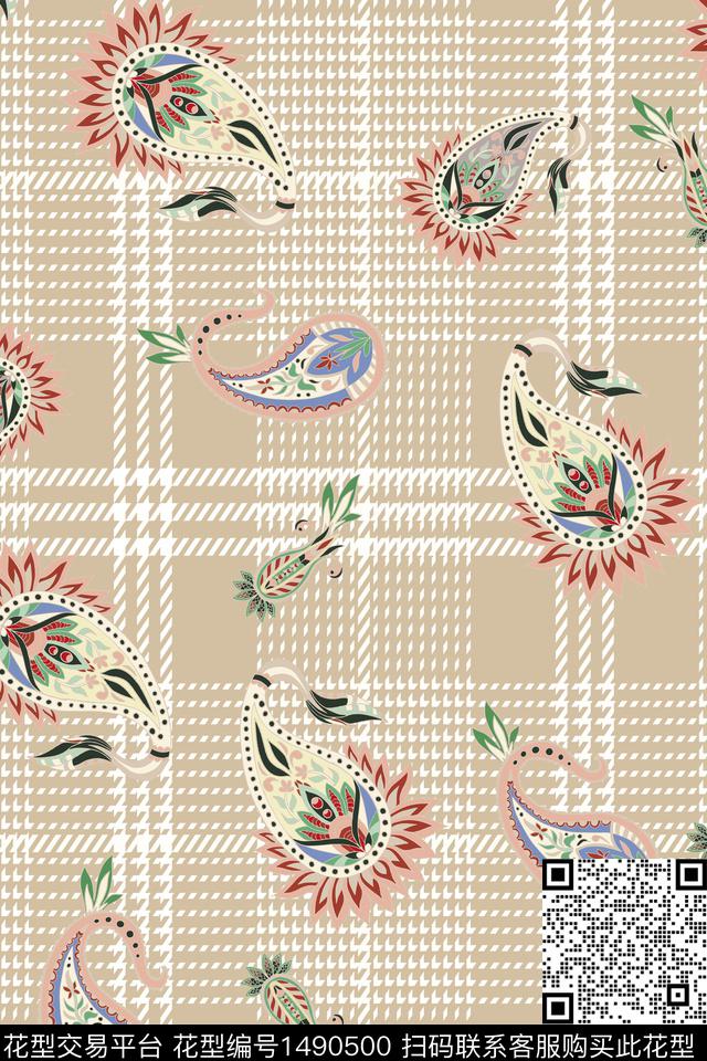 XZ3285.jpg - 1490500 - 几何 佩斯利 小清新 - 数码印花花型 － 女装花型设计 － 瓦栏
