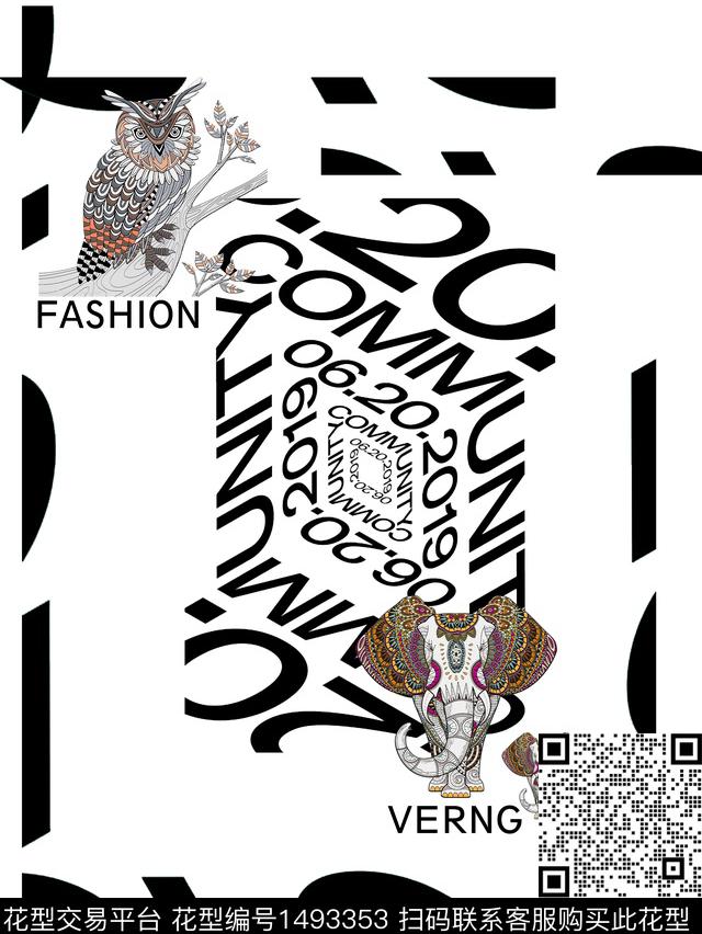 2022-55.jpg - 1493353 - 字母 文字 动物 - 传统印花花型 － 男装花型设计 － 瓦栏