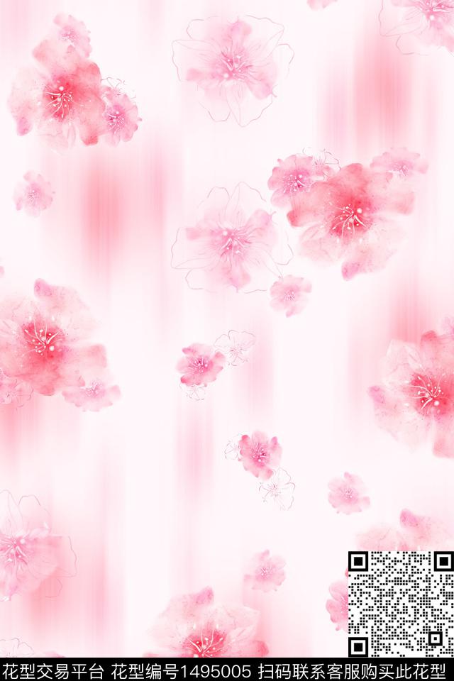 高级粉 手绘小花.jpg - 1495005 - 水彩 连衣裙 花卉 - 数码印花花型 － 女装花型设计 － 瓦栏