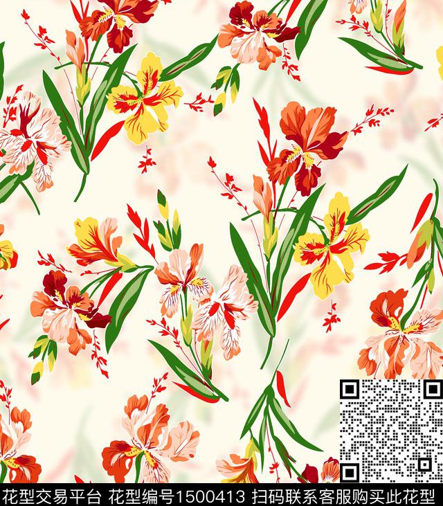 A98.jpg - 1500413 - 花卉 大牌风 抽象 - 数码印花花型 － 女装花型设计 － 瓦栏