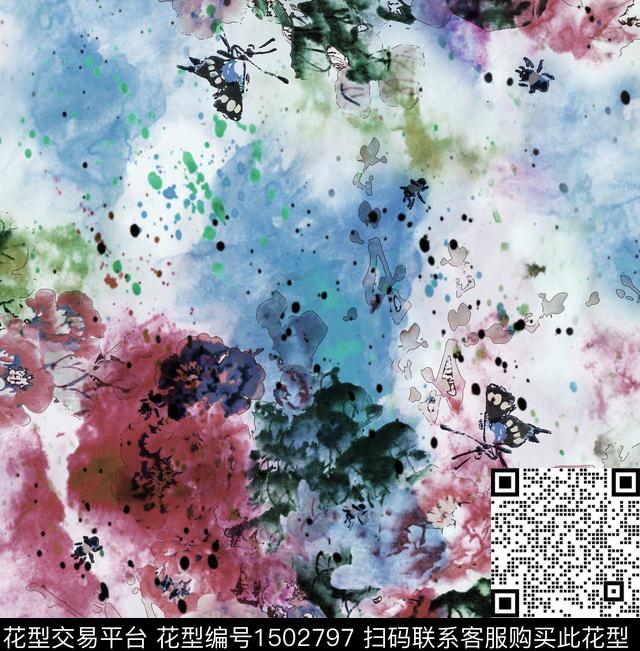 72.jpg - 1502797 - 水墨风 民族风 花卉 - 数码印花花型 － 女装花型设计 － 瓦栏