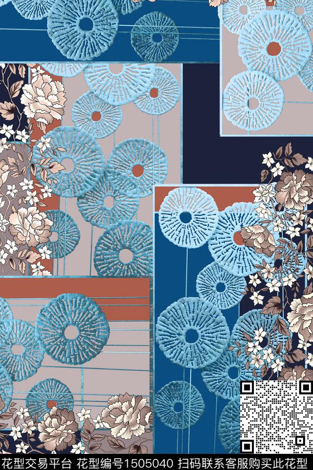 PYP2600gc.jpg - 1505040 - 撞色 花纹 混合拼接 - 数码印花花型 － 女装花型设计 － 瓦栏
