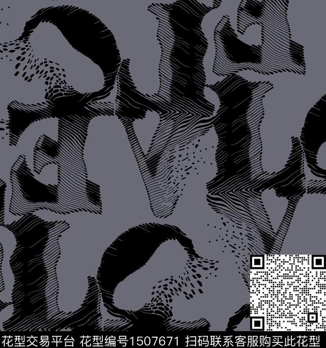 R2207096A.jpg - 1507671 - 字母 肌理 黑白花型 - 传统印花花型 － 男装花型设计 － 瓦栏