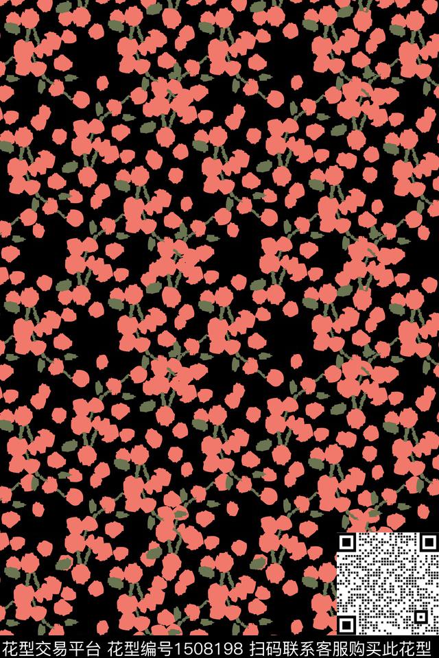 红色小碎花.jpg - 1508198 - 时尚 满天星 花卉 - 数码印花花型 － 女装花型设计 － 瓦栏