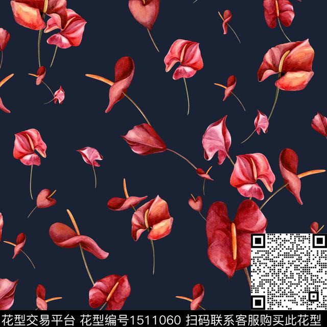 R1404011.jpg - 1511060 - 红掌 热带花型 2023 - 数码印花花型 － 女装花型设计 － 瓦栏