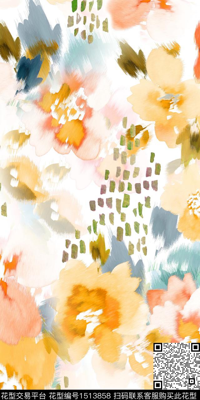 20220924-2.jpg - 1513858 - 大牌风 水彩花卉 混合拼接 - 数码印花花型 － 女装花型设计 － 瓦栏