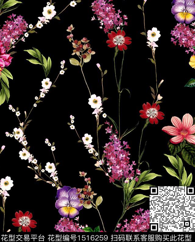 Mzh072.jpg - 1516259 - 连衣裙 数码花型 趋势花型 - 数码印花花型 － 女装花型设计 － 瓦栏