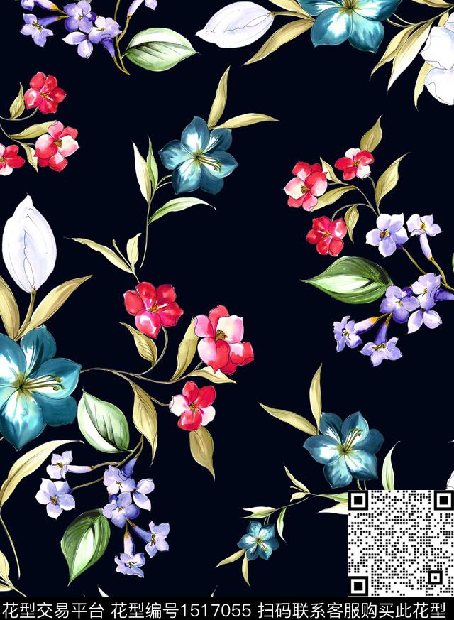 Mzh084.jpg - 1517055 - 简约 绘画 花卉 - 数码印花花型 － 女装花型设计 － 瓦栏