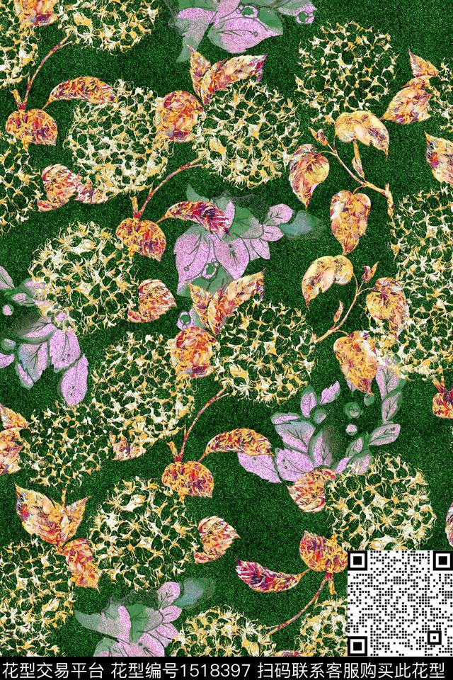 CM122.jpg - 1518397 - 春夏花型 小碎花 抽象叶子 - 数码印花花型 － 女装花型设计 － 瓦栏