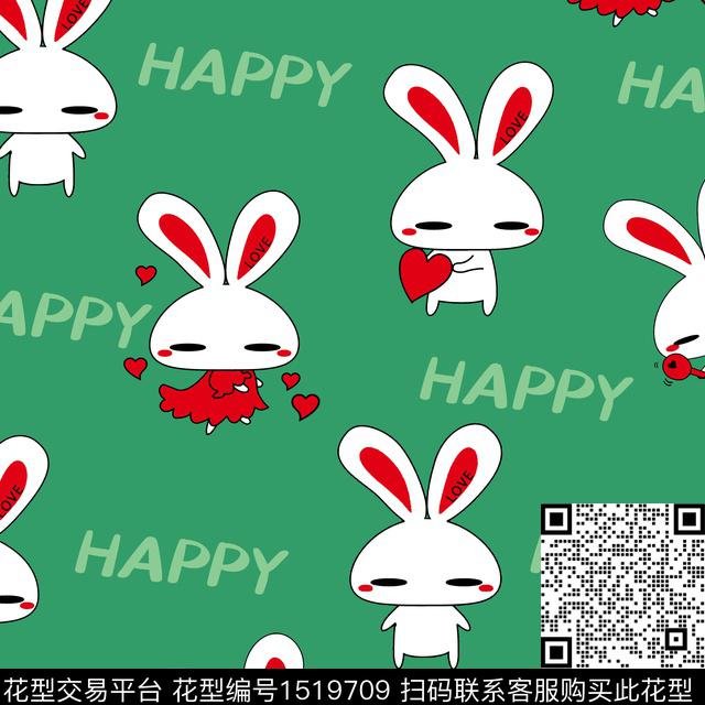 R2211053.jpg - 1519709 - 趣味 兔年 搞怪 - 传统印花花型 － 童装花型设计 － 瓦栏