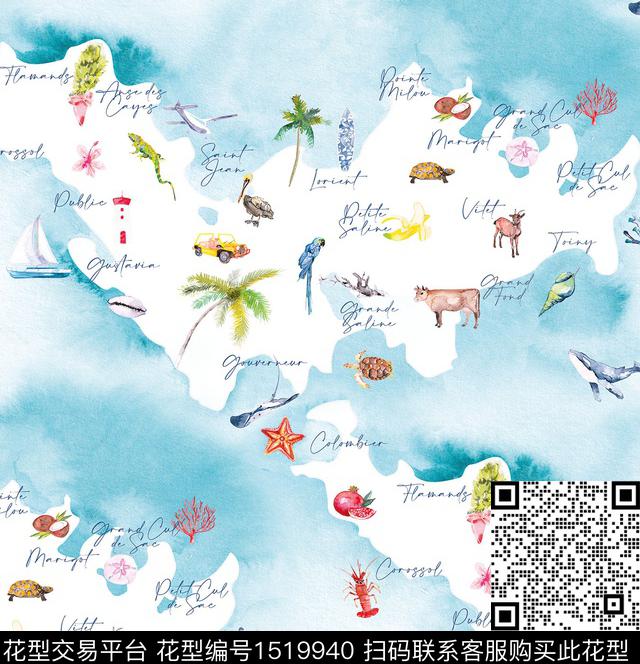 R2211063.jpg - 1519940 - 地图 map 夏威夷风 - 数码印花花型 － 女装花型设计 － 瓦栏
