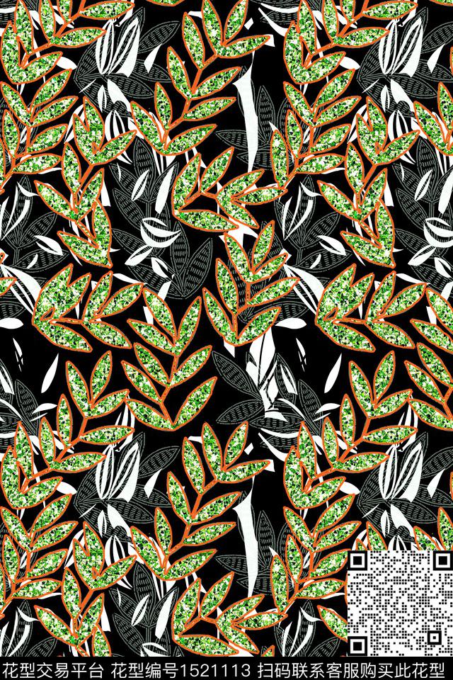 CM132-2.jpg - 1521113 - 几何花卉 春夏花型 叶子肌理 - 数码印花花型 － 女装花型设计 － 瓦栏