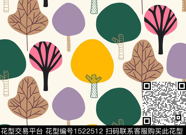 树.jpg - 1522512 - 时尚 绿植树叶 树 - 数码印花花型 － 窗帘花型设计 － 瓦栏