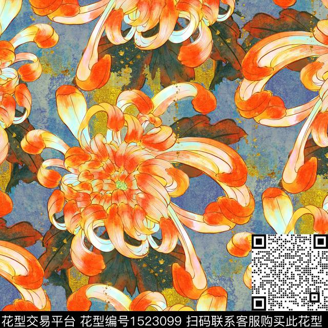 R2212044.jpg - 1523099 - 菊花 油画花型 桃花 - 数码印花花型 － 女装花型设计 － 瓦栏