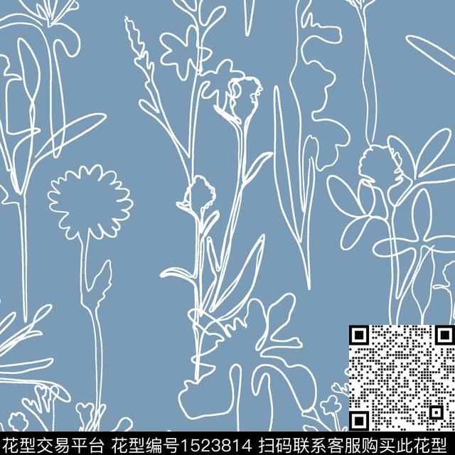 ZJY20221222.jpg - 1523814 - 几何花卉 床品 手绘 - 传统印花花型 － 床品花型设计 － 瓦栏