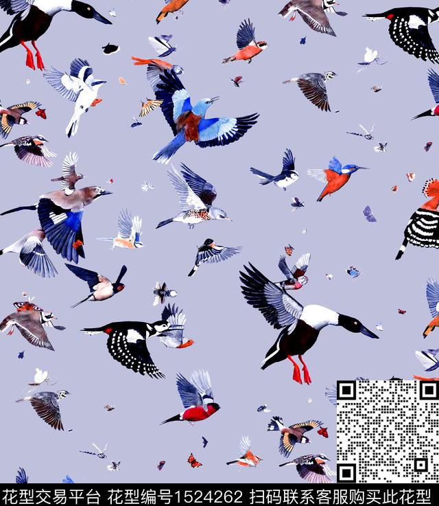 R2212098.jpg - 1524262 - 鹦鹉 孔雀 鸟 - 数码印花花型 － 女装花型设计 － 瓦栏
