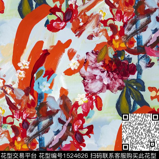 R2212124A.jpg - 1524626 - 抽象花卉 油画花型 牡丹 - 数码印花花型 － 女装花型设计 － 瓦栏