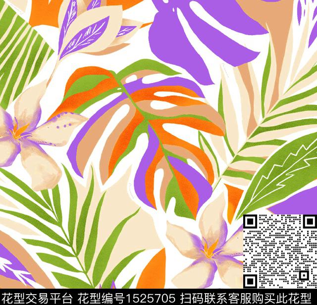 A-2.jpg - 1525705 - 绿植树叶 大牌风 手绘 - 数码印花花型 － 女装花型设计 － 瓦栏