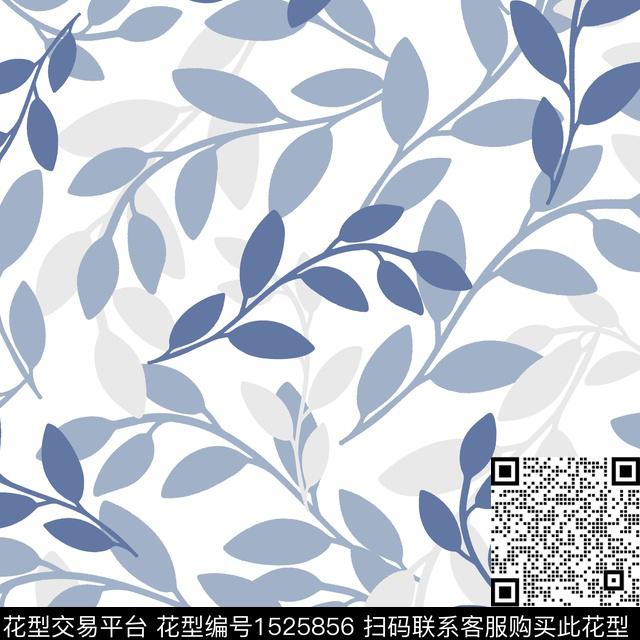 ZJY20230131.jpg - 1525856 - 叶子 床品 手绘 - 传统印花花型 － 床品花型设计 － 瓦栏